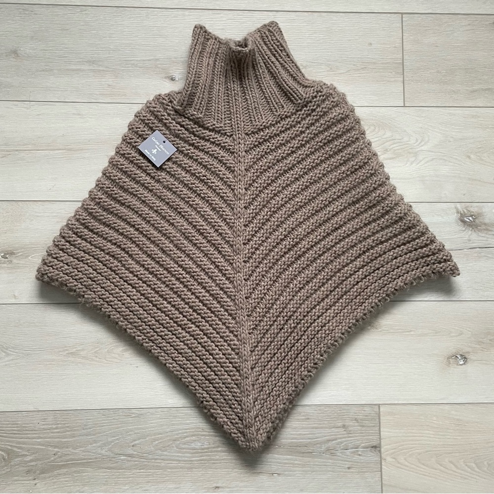GELSO BIANCO Italy Wool Alpaca Poncho Sweater Taupe One Size - Picture 2 of 5